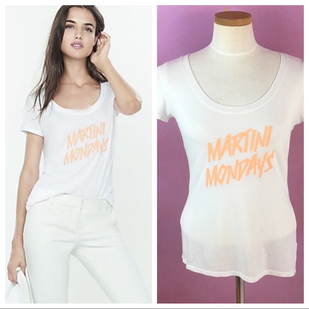 EXPRESS Martini Mondays Scoop Neck Graphic Tee XS